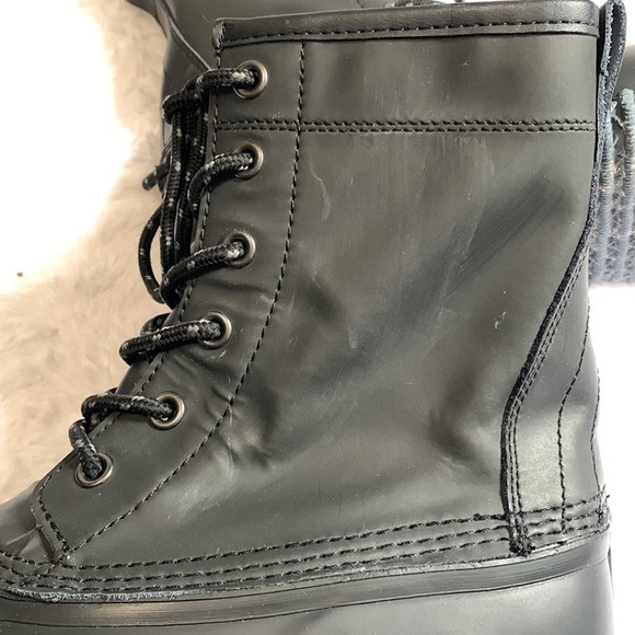 LANDS’ End mens black leather waterproof mid-calf duck boots 490642